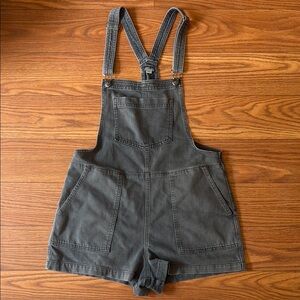 Aerie Gray Denim Overall Shorts